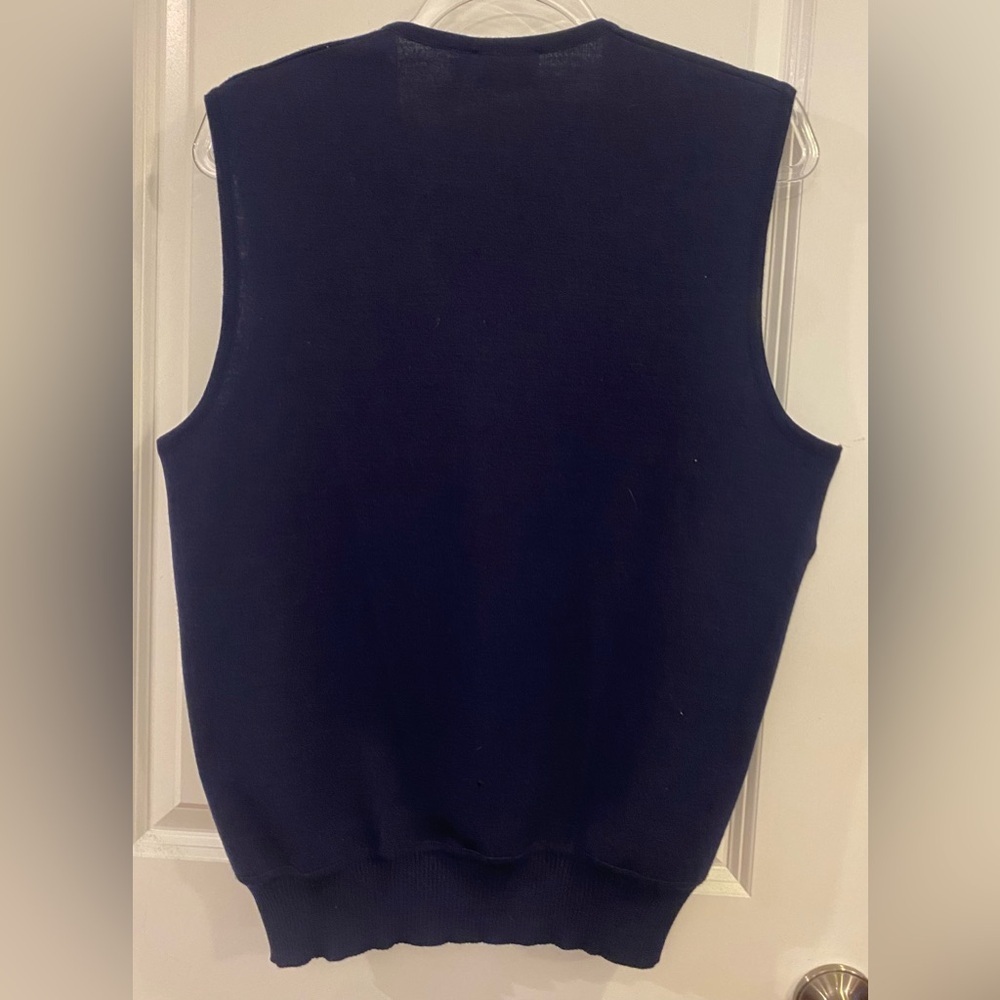 St Croix Knits Sweater Vest Sz L Navy Blue 100% Zephyr Wool Vintage - Picture 4 of 7